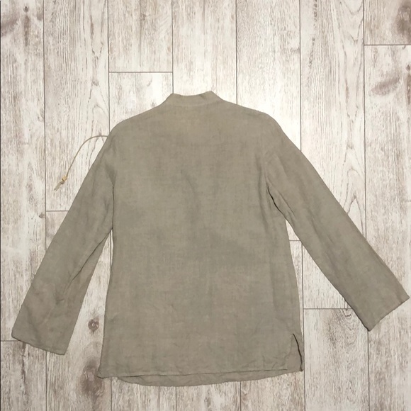 3/30$ Michael Kors linen long sleeve blouse lace up M - Picture 5 of 5